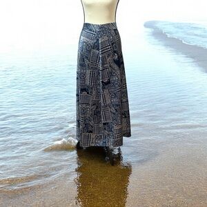 J McLaughlin Elegant Blue Patterned Maxi Skirt